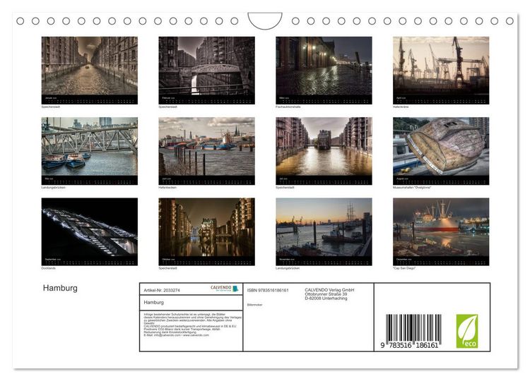 Produktbild: Hamburg (Wandkalender 2026 DIN A4 quer), CALVENDO Monatskalender