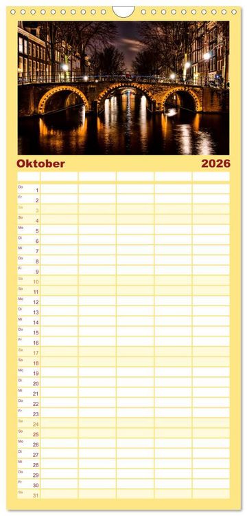 Produktbild: Familienplaner 2026 - Amsterdam - Venedig des Nordens mit 5 Spalten (Wandkalender, 21 x 45 cm) CALVENDO