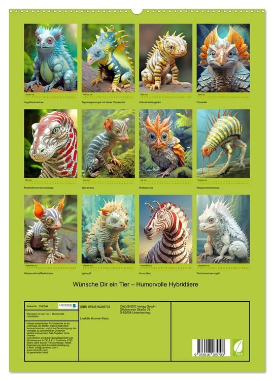Produktbild: W&uuml;nsche Dir ein Tier &ndash; Humorvolle Hybridtiere (hochwertiger Premium Wandkalender 2026 DIN A2 hoch), Kunstdruck in Hochglanz