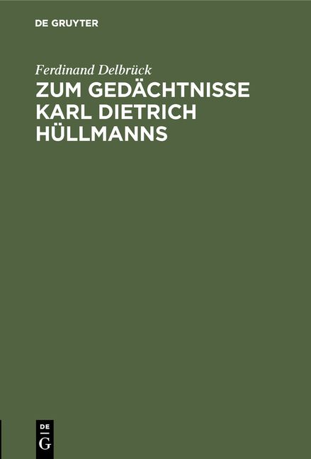 Produktbild: Zum Ged&auml;chtnisse Karl Dietrich H&uuml;llmanns