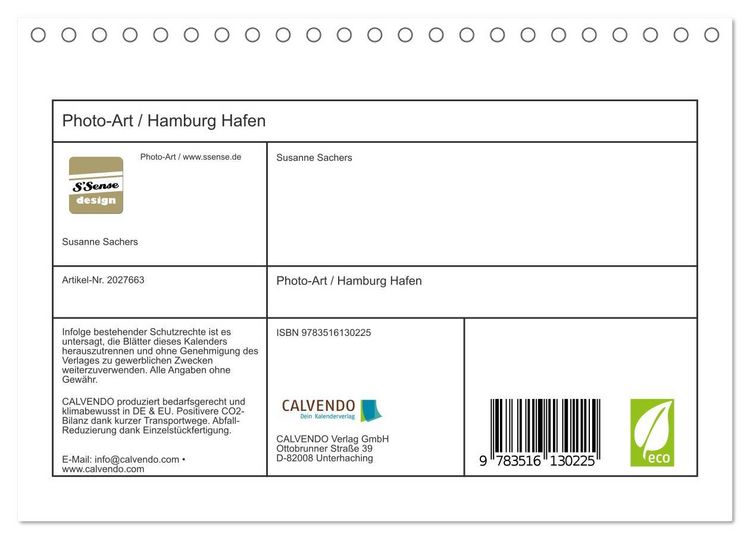 Produktbild: Photo-Art / Hamburg Hafen (Tischkalender 2026 DIN A5 quer), CALVENDO Monatskalender