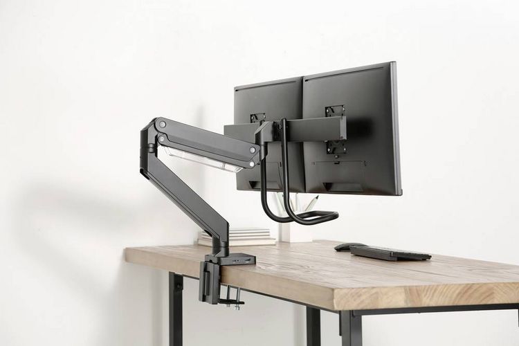 Produktbild: SpeaKa Professional Monitor-Tischhalterung SP-MM-820 2 Display(s) 43,2 cm (17") - 81,3 cm (32") Matt Schwarz Schwenkbar, Neigbar