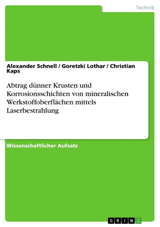 Produktbild: Abtrag d&uuml;nner Krusten und Korrosionsschichten von mineralischen Werkstoffoberfl&auml;chen mittels Laserbestrahlung
