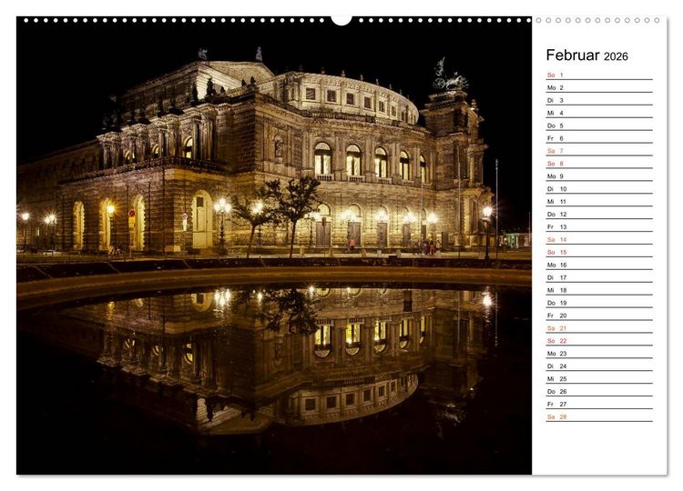 Produktbild: Eine Nacht in Dresden (hochwertiger Premium Wandkalender 2026 DIN A2 quer), Kunstdruck in Hochglanz