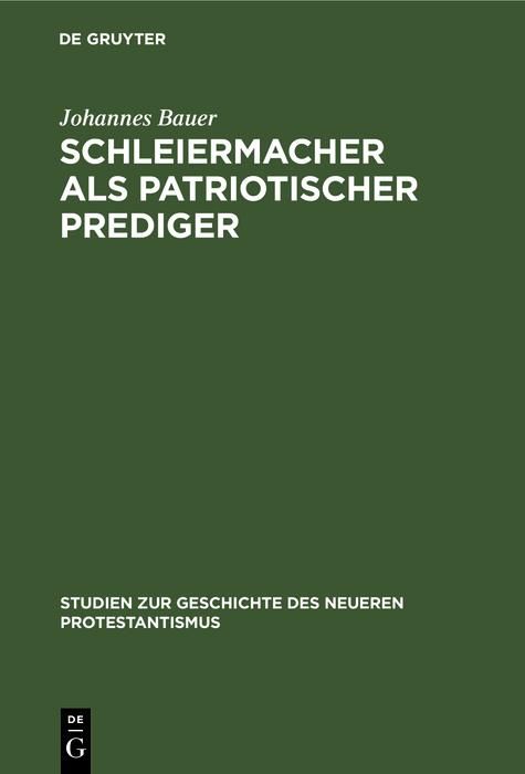 Produktbild: Schleiermacher als patriotischer Prediger