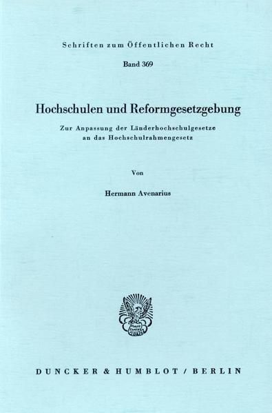 Produktbild: Hochschulen und Reformgesetzgebung.