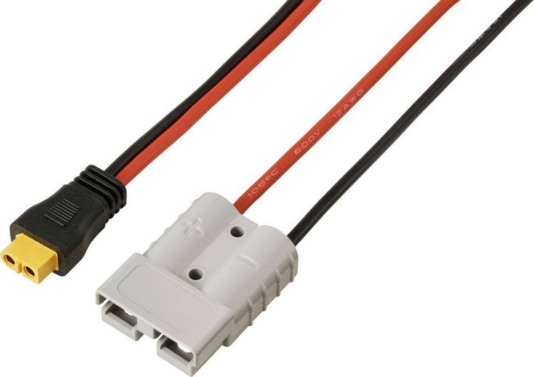 Produktbild: TRU COMPONENTS 50A Akkuanschluss an XT60-Kabel 0,5m TC-13619308 Schwarz, Rot Inhalt: 1St.
