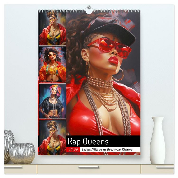 Produktbild: Rap Queens. Badass Attitude im Streetwear-Charme (hochwertiger Premium Wandkalender 2026 DIN A2 hoch), Kunstdruck in Hochglanz