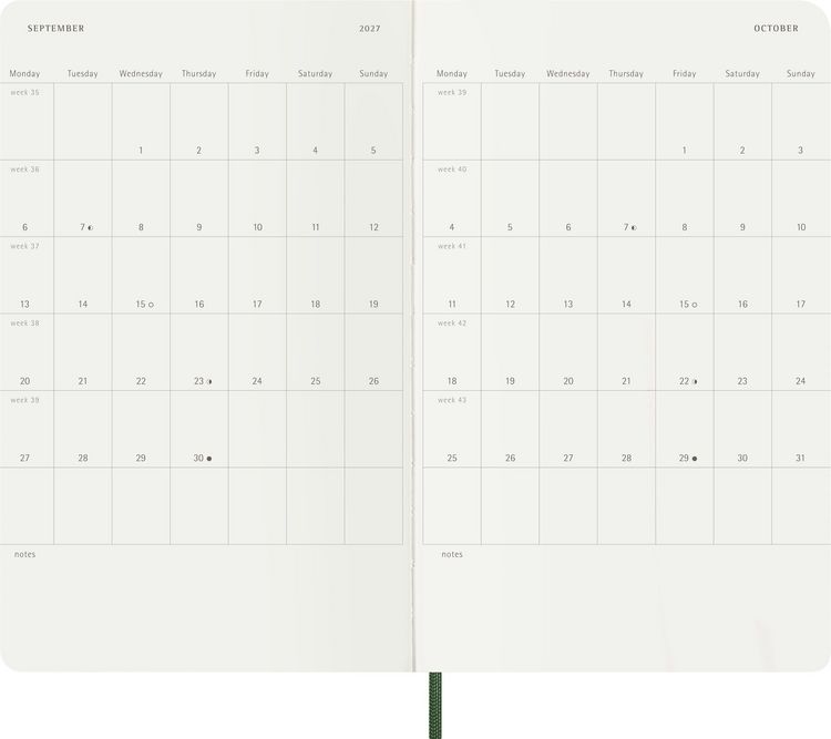 Produktbild: Moleskine 18 Monate Wochen Notizk. 26/27 A5 1W=1S Kt Myrte