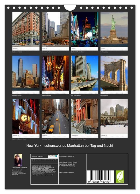 Produktbild: New York - sehenswertes Manhattan bei Tag und Nacht (Wandkalender 2026 DIN A4 hoch), CALVENDO Monatskalender