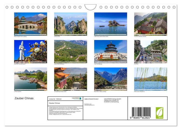 Produktbild: Zauber Chinas (Wandkalender 2026 DIN A4 quer), CALVENDO Monatskalender