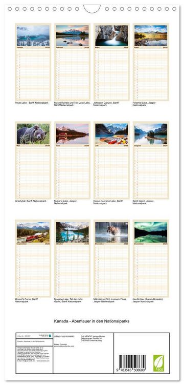 Produktbild: Familienplaner 2026 - Kanada - Abenteuer in den Nationalparks mit 5 Spalten (Wandkalender, 21 x 45 cm) CALVENDO