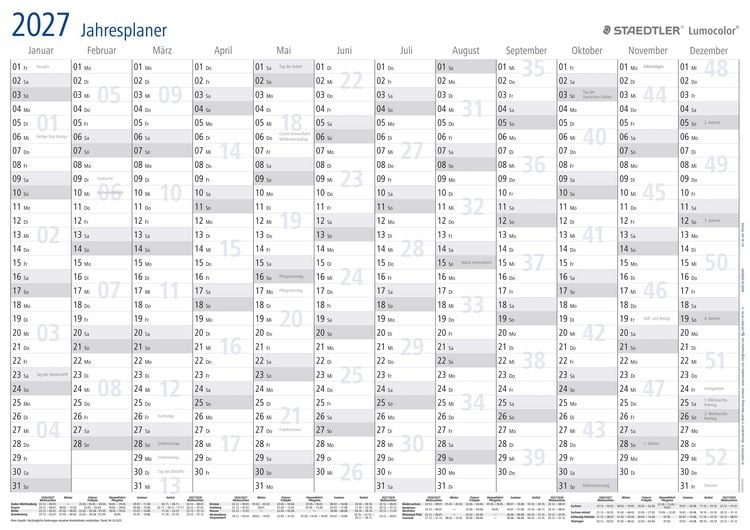 Produktbild: STAEDTLER Kalender Lumocolor Jahresplaner 2027, DIN A3