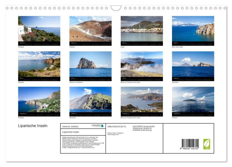 Produktbild: Liparische Inseln (Wandkalender 2026 DIN A3 quer), CALVENDO Monatskalender