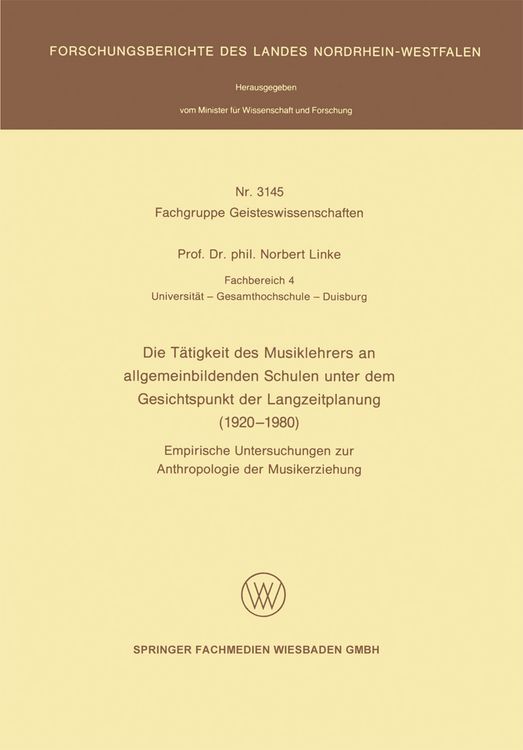 Produktbild: Die T&auml;tigkeit des Musiklehrers an allgemeinbildenden Schulen unter dem Gesichtspunkt der Langzeitplanung (1920 &ndash; 1980)