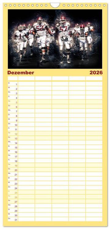 Produktbild: Familienplaner 2026 - American Football - so cool mit 5 Spalten (Wandkalender, 21 x 45 cm) CALVENDO