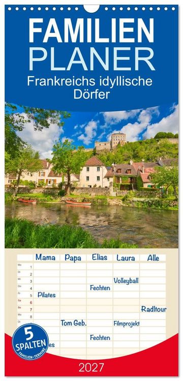 Produktbild: Familienplaner 2027 - Frankreichs idyllische D&ouml;rfer mit 5 Spalten (Wandkalender, 21 x 45 cm) CALVENDO