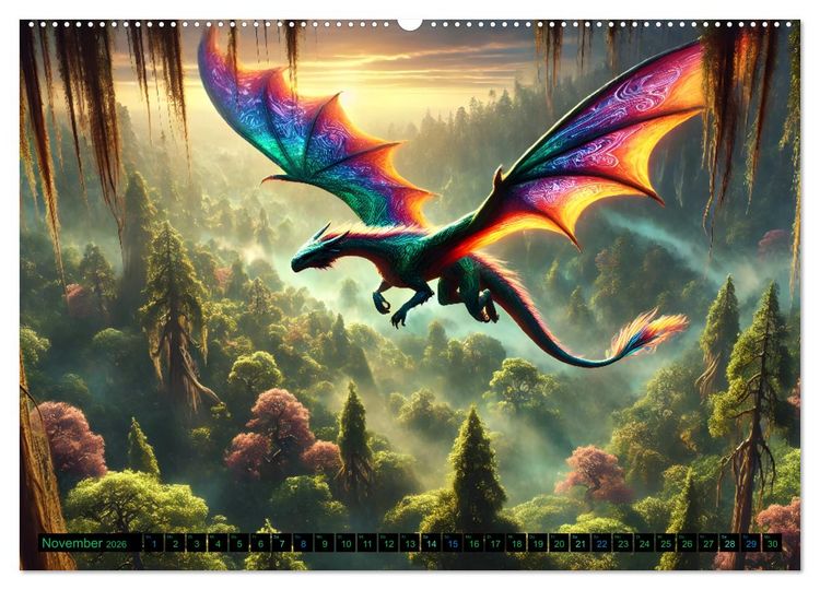 Produktbild: Pr&auml;chtige Drachen, gut oder b&ouml;se? (Wandkalender 2026 DIN A2 quer), CALVENDO Monatskalender