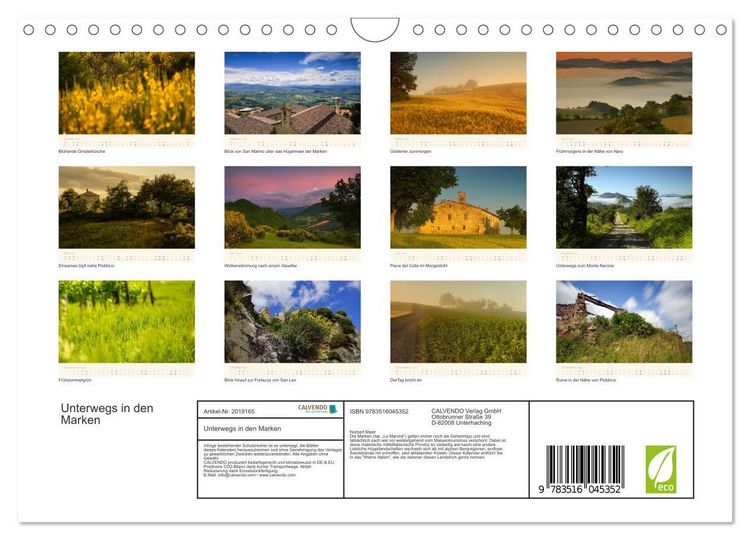 Produktbild: Unterwegs in den Marken (Wandkalender 2026 DIN A4 quer), CALVENDO Monatskalender