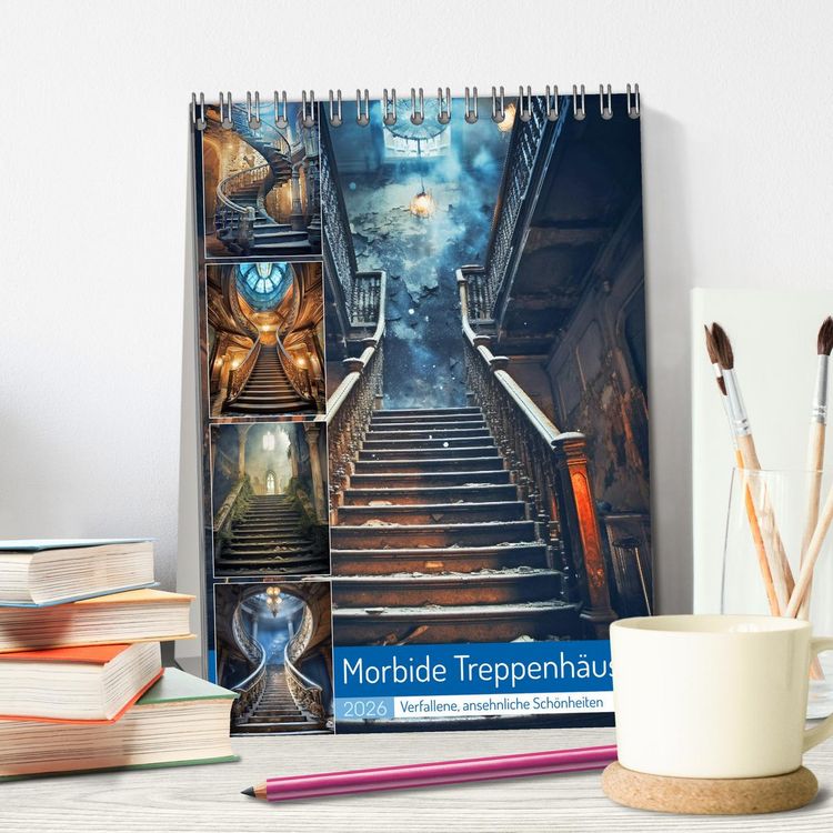 Produktbild: Morbide Treppenh&auml;user (Tischkalender 2026 DIN A5 hoch), CALVENDO Monatskalender