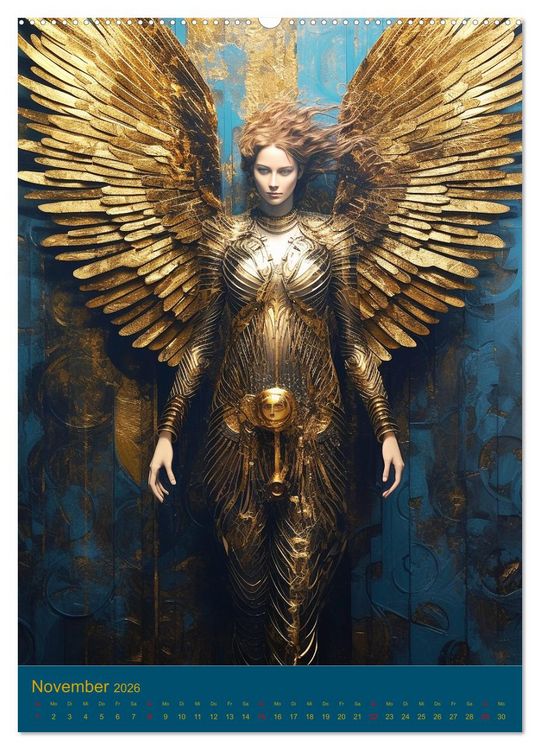 Produktbild: Engel. Goldverzierte Sch&ouml;nheiten in zeitloser Eleganz (hochwertiger Premium Wandkalender 2026 DIN A2 hoch), Kunstdruck in Hochglanz