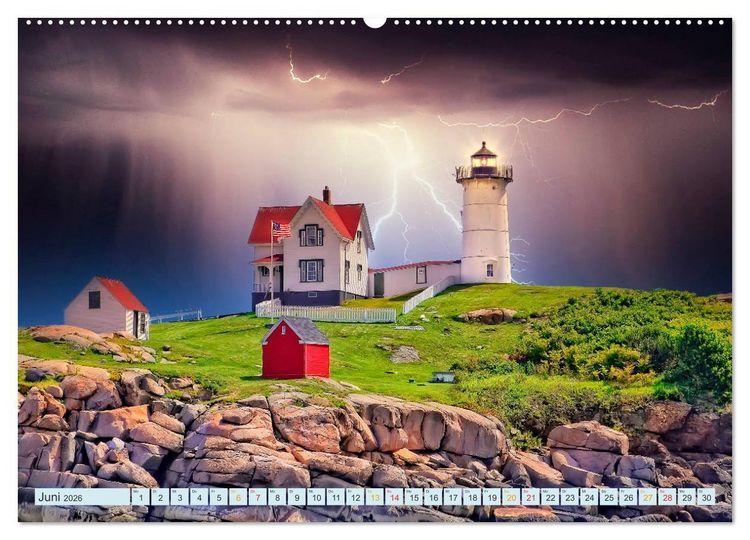 Produktbild: Leuchtturm Gewitter (Wandkalender 2026 DIN A2 quer), CALVENDO Monatskalender