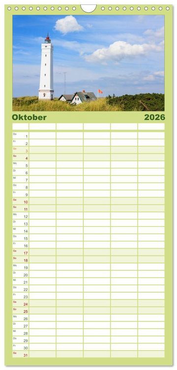 Produktbild: Familienplaner 2026 - D&auml;nemark Impressionen mit 5 Spalten (Wandkalender, 21 x 45 cm) CALVENDO