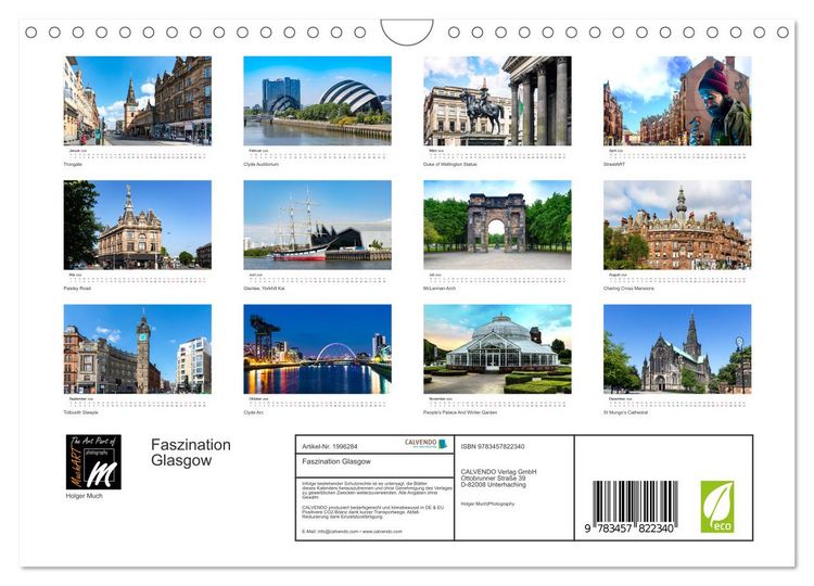 Produktbild: Faszination Glasgow (Wandkalender 2026 DIN A4 quer), CALVENDO Monatskalender