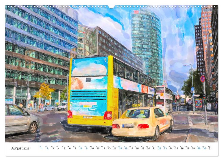 Produktbild: Berlin - Stadtansichten im Aquarell-Design (hochwertiger Premium Wandkalender 2026 DIN A2 quer), Kunstdruck in Hochglanz