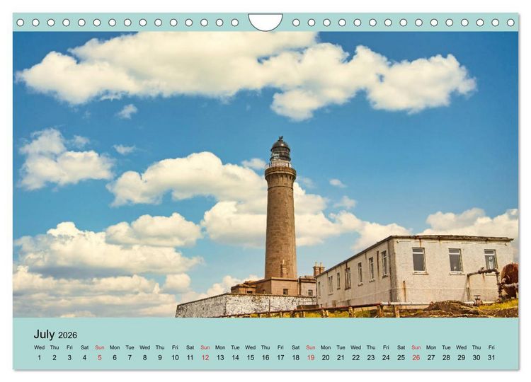 Produktbild: Scottish Lighthouses - beacons along the coast of Scotland (Wall Calendar 2026 DIN A4 landscape), CALVENDO 12 Month Wall Calendar