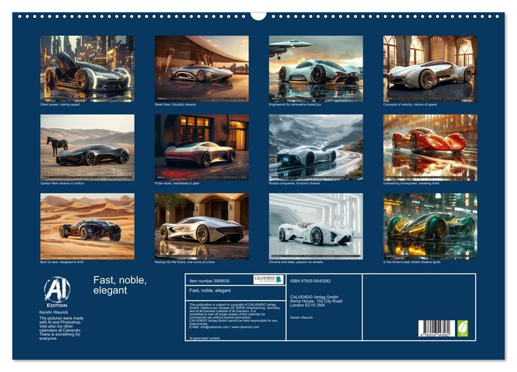 Produktbild: Fast, noble, elegant (Wall Calendar 2026 DIN A2 landscape), CALVENDO 12 Month Wall Calendar