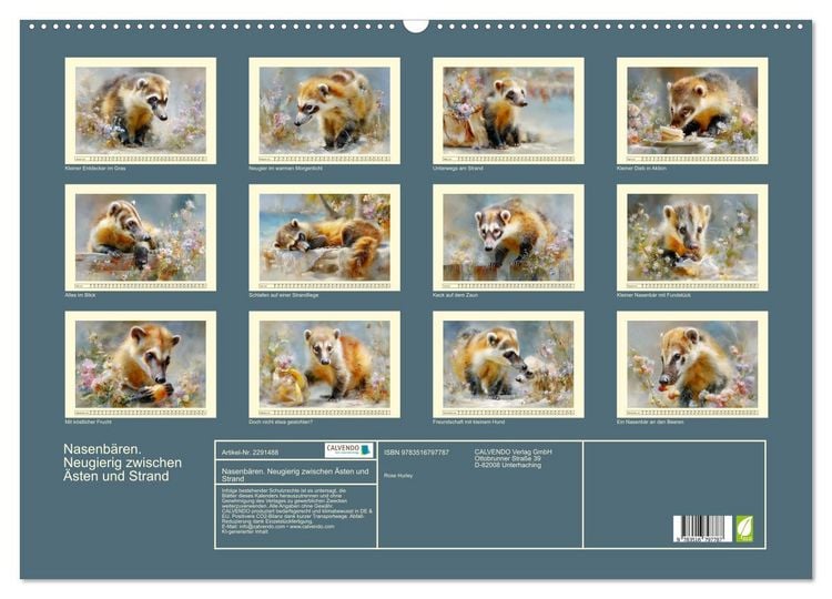 Produktbild: Nasenb&auml;ren. Neugierig zwischen &Auml;sten und Strand (Wandkalender 2027 DIN A2 quer), CALVENDO Monatskalender