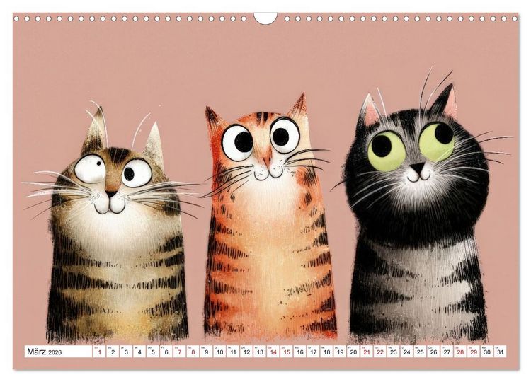 Produktbild: Gute Laune Katzen (Wandkalender 2026 DIN A3 quer), CALVENDO Monatskalender