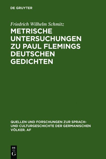 Produktbild: Metrische Untersuchungen zu Paul Flemings deutschen Gedichten