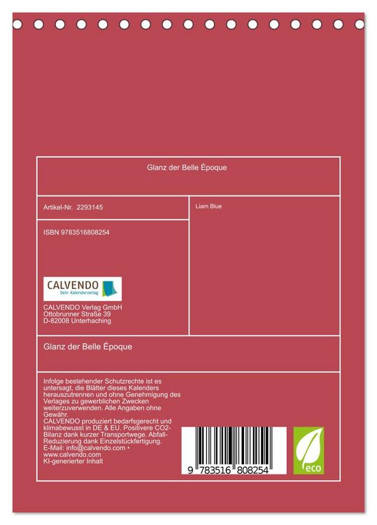 Produktbild: Glanz der Belle &Eacute;poque (Tischkalender 2027 DIN A5 hoch), CALVENDO Monatskalender