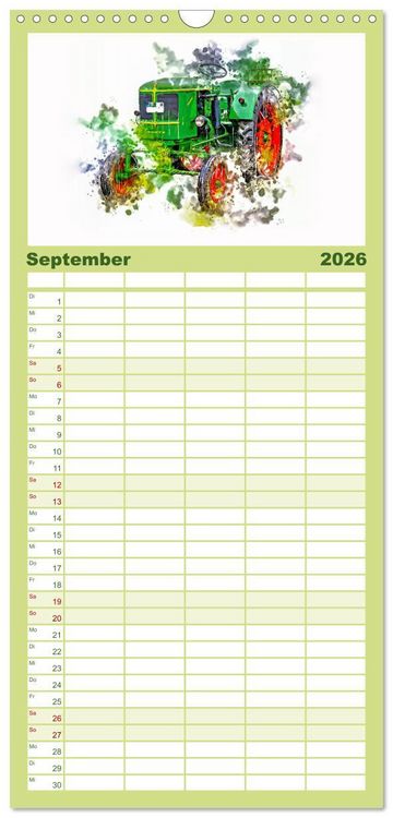 Produktbild: Familienplaner 2026 - Traktoren Oldtimer Legenden mit 5 Spalten (Wandkalender, 21 x 45 cm) CALVENDO