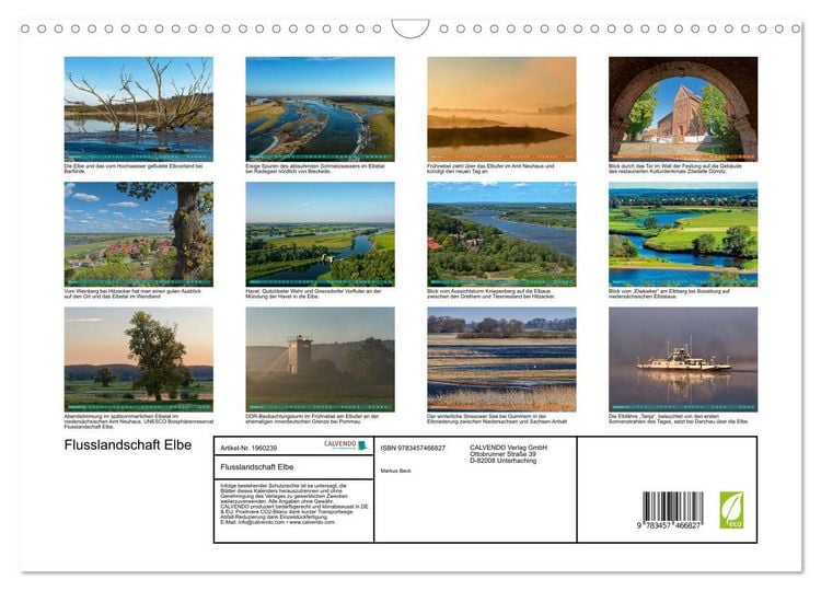 Produktbild: Flusslandschaft Elbe (Wandkalender 2026 DIN A3 quer), CALVENDO Monatskalender