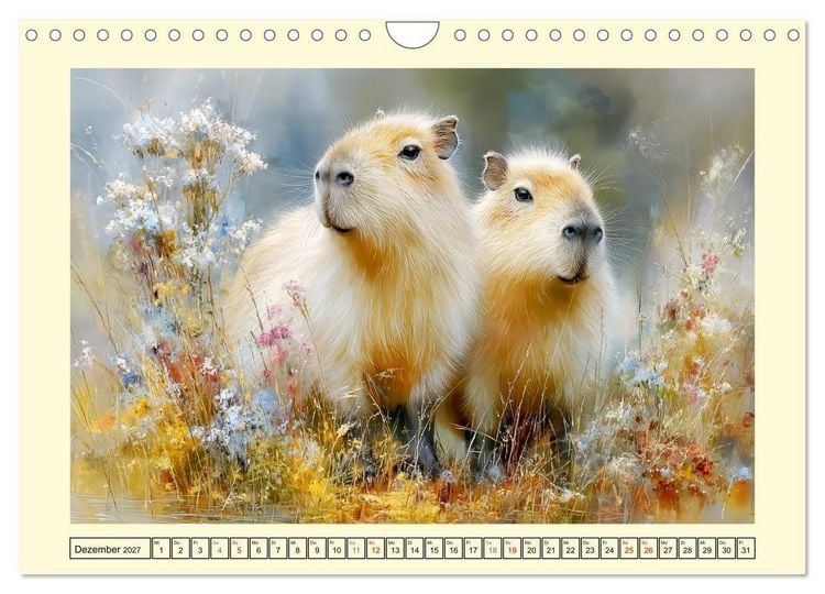 Produktbild: Capybaras. Zarte Momente zwischen Wasser und Wiesen (Wandkalender 2027 DIN A4 quer), CALVENDO Monatskalender