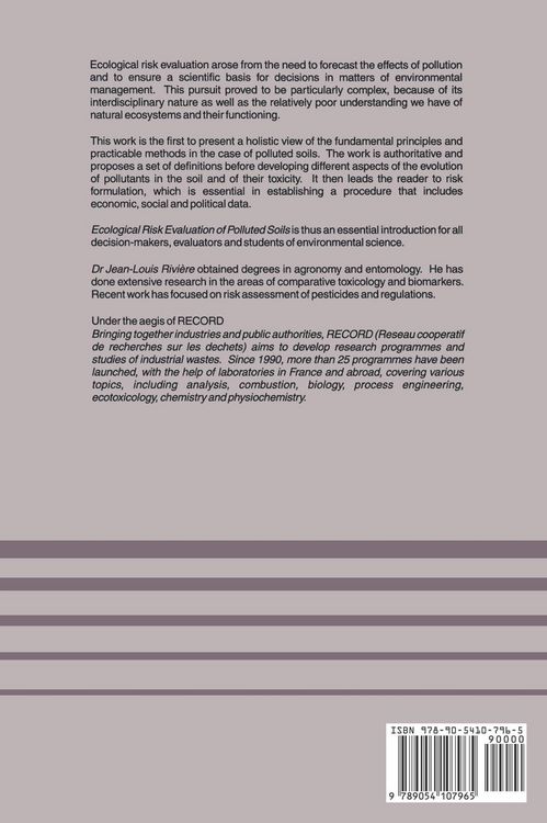 Produktbild: Ecological Risk Evaluation of Polluted Soils