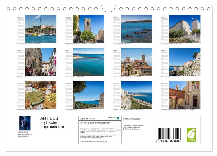 Produktbild: ANTIBES Idyllische Impressionen (Wandkalender 2026 DIN A4 quer), CALVENDO Monatskalender