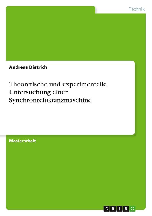Produktbild: Theoretische und experimentelle Untersuchung einer Synchronreluktanzmaschine
