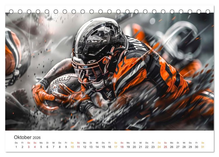 Produktbild: American Football - coole Momente (Tischkalender 2026 DIN A5 quer), CALVENDO Monatskalender