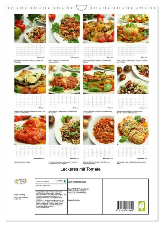 Produktbild: Leckeres mit Tomate (Wandkalender 2026 DIN A3 hoch), CALVENDO Monatskalender