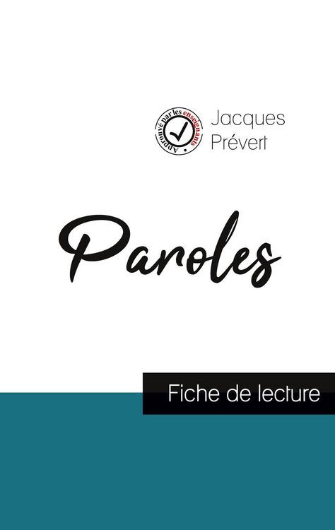 Produktbild: Paroles de Jacques Pr&eacute;vert (fiche de lecture et analyse compl&egrave;te de l'&iquest;uvre)