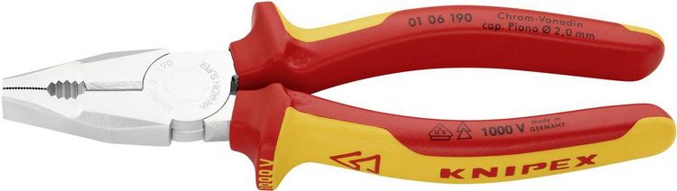 Produktbild: Knipex 01 06 190 VDE Kombizange 190mm DIN ISO 5746, DIN EN 60900