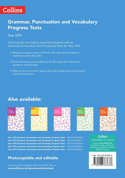 Produktbild: Year 3/P4 Grammar, Punctuation and Vocabulary Progress Tests