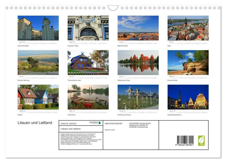 Produktbild: Litauen und Lettland (Wandkalender 2026 DIN A3 quer), CALVENDO Monatskalender