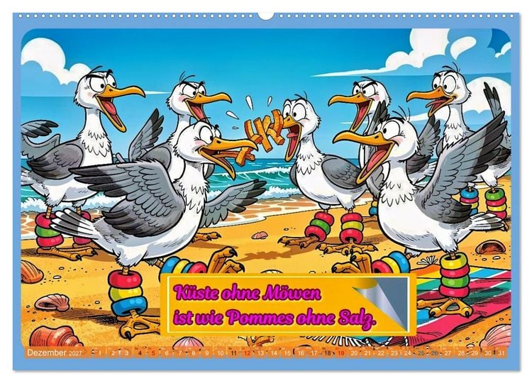 Produktbild: Lustige M&ouml;wen von der K&uuml;ste (hochwertiger Premium Wandkalender 2027 DIN A2 quer), Kunstdruck in Hochglanz