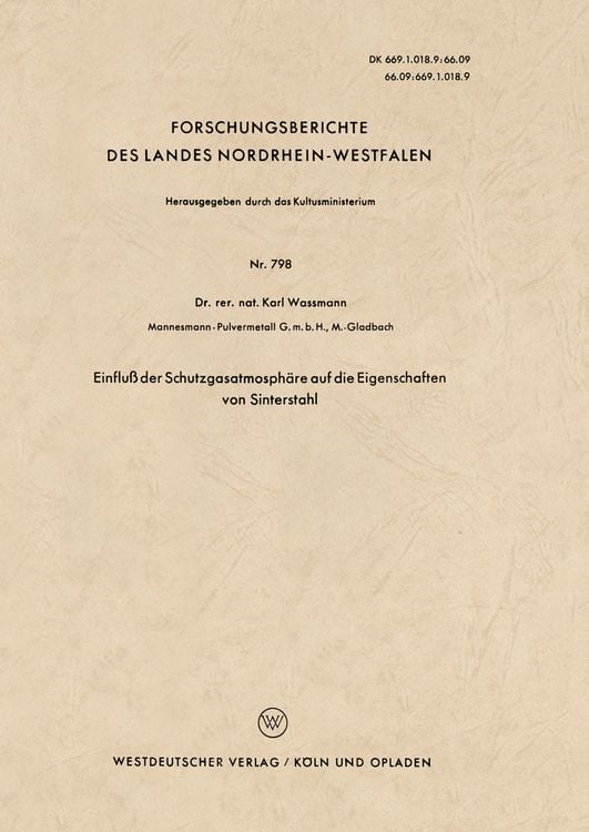 Produktbild: Einflu&szlig; der Schutzgasatmosph&auml;re auf die Eigenschaften von Sinterstahl
