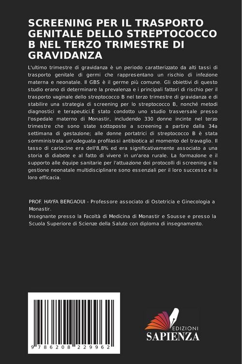 Produktbild: SCREENING PER IL TRASPORTO GENITALE DELLO STREPTOCOCCO B NEL TERZO TRIMESTRE DI GRAVIDANZA